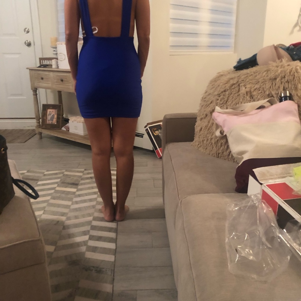 Blue Deep V Dress